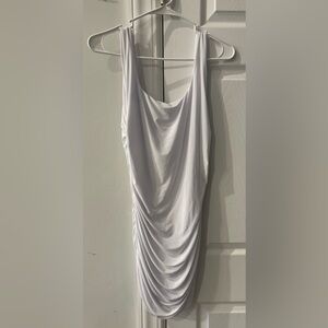 PrettyLittleThing White One-Shoulder Cowl Ruched Dress